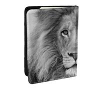 Wykjtwo Lion Noir et Blanc, Porte-Passeport Portefeuille de Voyage en Cuir PU Étui pour Passeport Couvre-Passeport 6,5 po