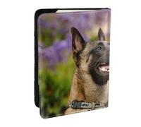Wykjtwo Malinois Belge Animaux Chiens Malinois Belge, Porte-Passeport Portefeuille de Voyage en Cuir PU Étui pour Passeport Couvre-Passeport 6,5 po