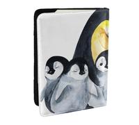 Wykjtwo Manchots Empereurs avec des Enfants dans La Neige, Porte-Passeport Portefeuille de Voyage en Cuir PU Étui pour Passeport Couvre-Passeport 6,5 po
