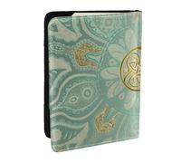 Wykjtwo Mandala Celtique Doux Vert Sauge Et Or, Porte-Passeport Portefeuille de Voyage en Cuir PU Étui pour Passeport Couvre-Passeport 6,5 po