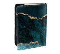 Wykjtwo Marbre Émeraude Sarcelle L Et Scapes, Porte-Passeport Portefeuille de Voyage en Cuir PU Étui pour Passeport Couvre-Passeport 6,5 po