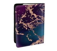 Wykjtwo Marbre Luxe Décor Violet Foncé Et Sarcelle avec Or, Porte-Passeport Portefeuille de Voyage en Cuir PU Étui pour Passeport Couvre-Passeport 6,5 po