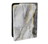 Wykjtwo Marbre Noir et Blanc en Feuille d'or, Porte-Passeport Portefeuille de Voyage en Cuir PU Étui pour Passeport Couvre-Passeport 6,5 po