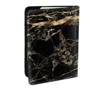 Wykjtwo Marbre Noir Or, Porte-Passeport Portefeuille de Voyage en Cuir PU Étui pour Passeport Couvre-Passeport 6,5 po