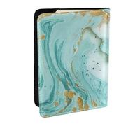 Wykjtwo Marbre Sarcelle Et Or, Porte-Passeport Portefeuille de Voyage en Cuir PU Étui pour Passeport Couvre-Passeport 6,5 po