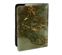 Wykjtwo Marbre Vert et Or de Luxe, Porte-Passeport Portefeuille de Voyage en Cuir PU Étui pour Passeport Couvre-Passeport 6,5 po
