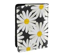 Wykjtwo Marguerite Blanche Noire, Porte-Passeport Portefeuille de Voyage en Cuir PU Étui pour Passeport Couvre-Passeport 6,5 po