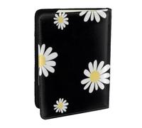Wykjtwo Marguerite Noire, Porte-Passeport Portefeuille de Voyage en Cuir PU Étui pour Passeport Couvre-Passeport 6,5 po
