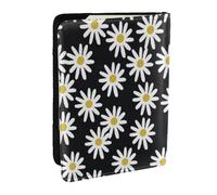 Wykjtwo Marguerites Fleurs Florals Fleur Noir Et Blanc Simple, Porte-Passeport Portefeuille de Voyage en Cuir PU Étui pour Passeport Couvre-Passeport 6,5 po