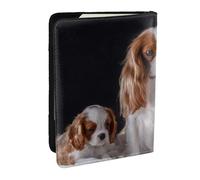Wykjtwo Mère du Cavalier King Charles Spaniel avec Ses Petits, Porte-Passeport Portefeuille de Voyage en Cuir PU Étui pour Passeport Couvre-Passeport 6,5 po
