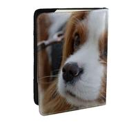 Wykjtwo Mignon Cavalier King Charles Spaniel, Porte-Passeport Portefeuille de Voyage en Cuir PU Étui pour Passeport Couvre-Passeport 6,5 po