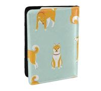 Wykjtwo Mignon Chiot Shiba Inu, Porte-Passeport Portefeuille de Voyage en Cuir PU Étui pour Passeport Couvre-Passeport 6,5 po