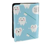 Wykjtwo Mignon Dentiste Hygiéniste Dentaire Imprimer Bleu, Porte-Passeport Portefeuille de Voyage en Cuir PU Étui pour Passeport Couvre-Passeport 6,5 po