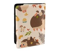 Wykjtwo Mignon hérisson et Champignon, Porte-Passeport Portefeuille de Voyage en Cuir PU Étui pour Passeport Couvre-Passeport 6,5 po
