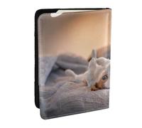 Wykjtwo Mignon Petit Chien Jack Russell Terrier, Porte-Passeport Portefeuille de Voyage en Cuir PU Étui pour Passeport Couvre-Passeport 6,5 po