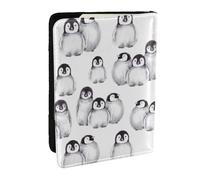 Wykjtwo Mignon Petit Pingouin en Hiver, Porte-Passeport Portefeuille de Voyage en Cuir PU Étui pour Passeport Couvre-Passeport 6,5 po
