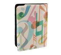 Wykjtwo Mix Match Rétro Note De Musique Musique, Porte-Passeport Portefeuille de Voyage en Cuir PU Étui pour Passeport Couvre-Passeport 6,5 po