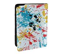 Wykjtwo Modèle Abstrait d'éclaboussures d'encre, Porte-Passeport Portefeuille de Voyage en Cuir PU Étui pour Passeport Couvre-Passeport 6,5 po