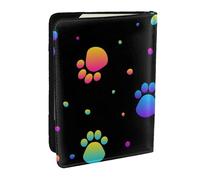 Wykjtwo Modèle Animal d'empreinte de Patte Arc-en-Ciel, Porte-Passeport Portefeuille de Voyage en Cuir PU Étui pour Passeport Couvre-Passeport 6,5 po