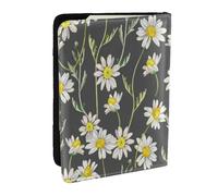 Wykjtwo Modèle Aquarelle de Marguerite dessiné à la Main, Porte-Passeport Portefeuille de Voyage en Cuir PU Étui pour Passeport Couvre-Passeport 6,5 po