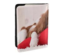 Wykjtwo Modèle Cavalier King Charles Spaniel, Porte-Passeport Portefeuille de Voyage en Cuir PU Étui pour Passeport Couvre-Passeport 6,5 po
