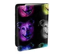 Wykjtwo Modèle d'art Pitbull Arc-en-Ciel, Porte-Passeport Portefeuille de Voyage en Cuir PU Étui pour Passeport Couvre-Passeport 6,5 po