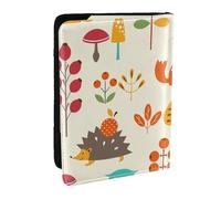 Wykjtwo Modèle d'automne avec imprimé Animal Hibou Renard écureuil Oiseaux, Porte-Passeport Portefeuille de Voyage en Cuir PU Étui pour Passeport Couvre-Passeport 6,5 po