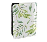 Wykjtwo Modèle de Branche d'olivier Aquarelle Verte, Porte-Passeport Portefeuille de Voyage en Cuir PU Étui pour Passeport Couvre-Passeport 6,5 po