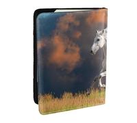 Wykjtwo Modèle de Chevaux Blancs, Porte-Passeport Portefeuille de Voyage en Cuir PU Étui pour Passeport Couvre-Passeport 6,5 po