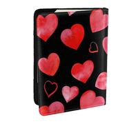 Wykjtwo Modèle de Coeurs Rouges Aquarelle, Porte-Passeport Portefeuille de Voyage en Cuir PU Étui pour Passeport Couvre-Passeport 6,5 po