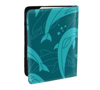 Wykjtwo Modèle de Dauphins, Porte-Passeport Portefeuille de Voyage en Cuir PU Étui pour Passeport Couvre-Passeport 6,5 po