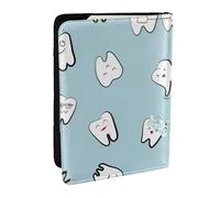 Wykjtwo Modèle De Dents Dent Dentaire Dessin Animé, Porte-Passeport Portefeuille de Voyage en Cuir PU Étui pour Passeport Couvre-Passeport 6,5 po