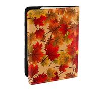 Wykjtwo Modèle De Feuilles d'automne De Fond, Porte-Passeport Portefeuille de Voyage en Cuir PU Étui pour Passeport Couvre-Passeport 6,5 po