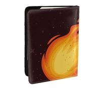 Wykjtwo Modèle de Flamme de Boule de feu Tombant Rouge, Porte-Passeport Portefeuille de Voyage en Cuir PU Étui pour Passeport Couvre-Passeport 6,5 po