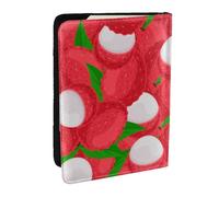 Wykjtwo Modèle de Fruit de Litchi, Porte-Passeport Portefeuille de Voyage en Cuir PU Étui pour Passeport Couvre-Passeport 6,5 po