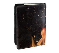 Wykjtwo Modèle de Gril au Charbon de Bois Flamboyant, Porte-Passeport Portefeuille de Voyage en Cuir PU Étui pour Passeport Couvre-Passeport 6,5 po