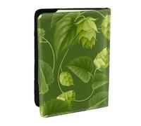Wykjtwo Modèle De Houblon Et De Feuilles Vertes, Porte-Passeport Portefeuille de Voyage en Cuir PU Étui pour Passeport Couvre-Passeport 6,5 po