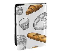 Wykjtwo Modèle de Pain sur Blanc, Porte-Passeport Portefeuille de Voyage en Cuir PU Étui pour Passeport Couvre-Passeport 6,5 po