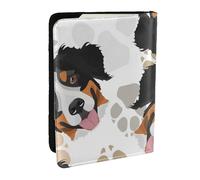 Wykjtwo Modèle de Pattes de Chien Bouvier Bernois, Porte-Passeport Portefeuille de Voyage en Cuir PU Étui pour Passeport Couvre-Passeport 6,5 po