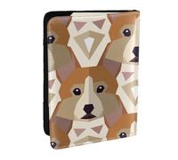 Wykjtwo Modèle de tête de Welsh Corgi, Porte-Passeport Portefeuille de Voyage en Cuir PU Étui pour Passeport Couvre-Passeport 6,5 po