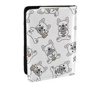 Wykjtwo Modèle Mignon de Bouledogue français, Porte-Passeport Portefeuille de Voyage en Cuir PU Étui pour Passeport Couvre-Passeport 6,5 po