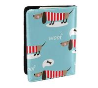 Wykjtwo Modèle Mignon de Chien Teckel, Porte-Passeport Portefeuille de Voyage en Cuir PU Étui pour Passeport Couvre-Passeport 6,5 po