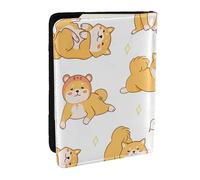 Wykjtwo Modèle Mignon de Chiens Shiba Inu, Porte-Passeport Portefeuille de Voyage en Cuir PU Étui pour Passeport Couvre-Passeport 6,5 po