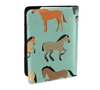 Wykjtwo Modèle sans Couture avec des Chevaux dans Un Style Plat, Porte-Passeport Portefeuille de Voyage en Cuir PU Étui pour Passeport Couvre-Passeport 6,5 po