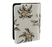 Wykjtwo Modèle sans Couture avec H Et Edelweiss Coloré Dessiné, Porte-Passeport Portefeuille de Voyage en Cuir PU Étui pour Passeport Couvre-Passeport 6,5 po
