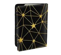 Wykjtwo Modèle sans Couture De Réseau Étoiles Noires Or, Porte-Passeport Portefeuille de Voyage en Cuir PU Étui pour Passeport Couvre-Passeport 6,5 po