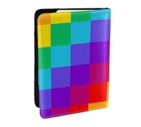 Wykjtwo Motif à Carreaux Arc-en-Ciel, Porte-Passeport Portefeuille de Voyage en Cuir PU Étui pour Passeport Couvre-Passeport 6,5 po
