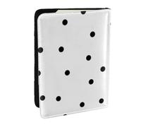 Wykjtwo Motif à Pois imprimé Noir et Blanc, Porte-Passeport Portefeuille de Voyage en Cuir PU Étui pour Passeport Couvre-Passeport 6,5 po