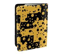 Wykjtwo Motif Abstrait Jaune Noir, Porte-Passeport Portefeuille de Voyage en Cuir PU Étui pour Passeport Couvre-Passeport 6,5 po