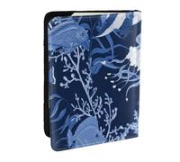 Wykjtwo Motif de mer sous-Marine imprimé, Porte-Passeport Portefeuille de Voyage en Cuir PU Étui pour Passeport Couvre-Passeport 6,5 po
